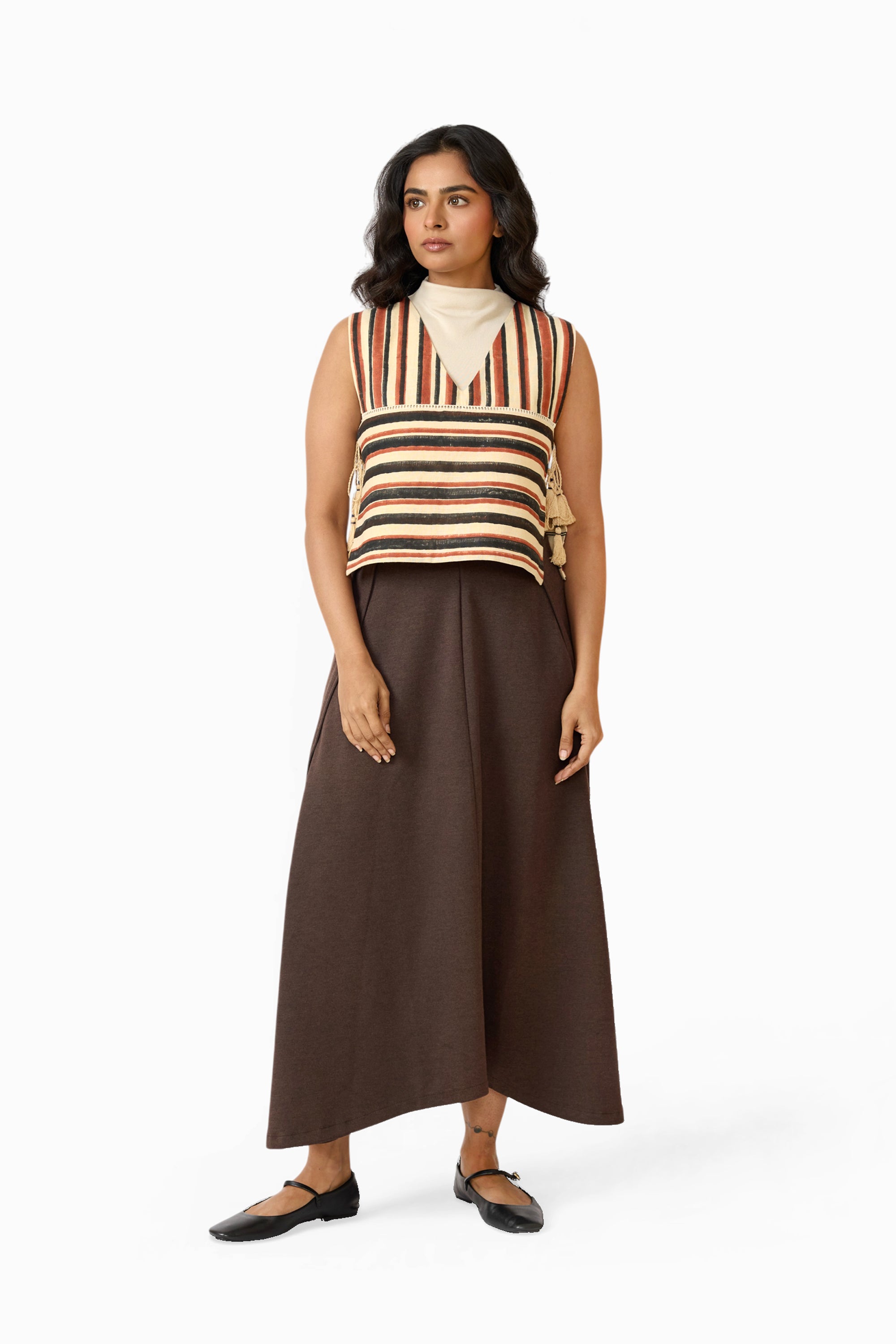 Clay Stripe – Reversible Side Tie-Up Overlay (Handloom Fabric | Reversible | Sizes XS/S & M/L)