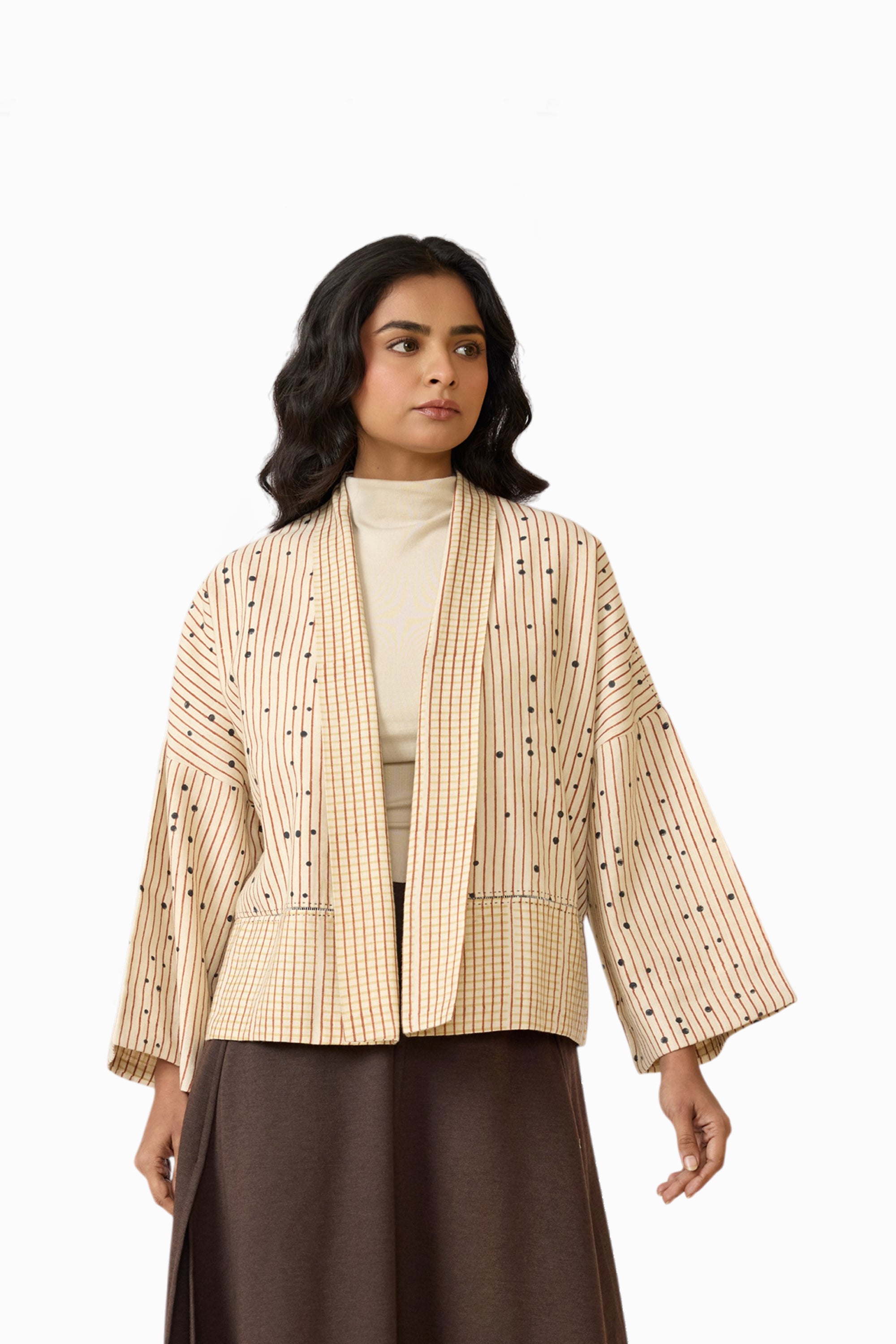 Raku Reversible Kimono – Blue Dot / Stripe (Relaxed Fit | Reversible | Sizes S/M & L/XL)
