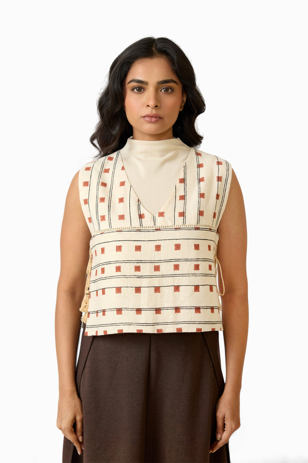 Clay Checks – Reversible Side Tie-Up Overlay (Reversible | Side Tie Detail | Sizes XS/S & M/L)