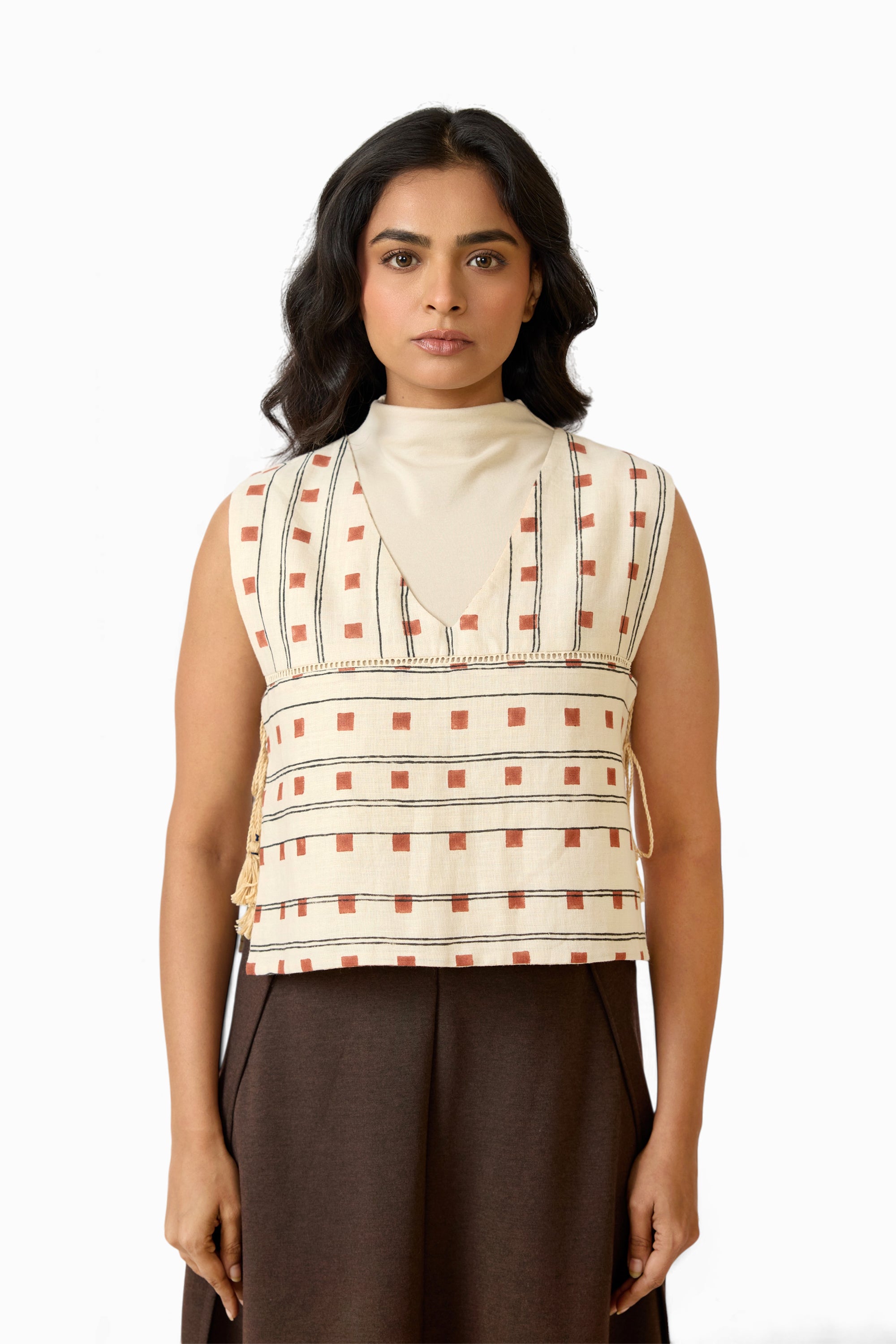 Clay Checks – Reversible Side Tie-Up Overlay (Reversible | Side Tie Detail | Sizes XS/S & M/L)