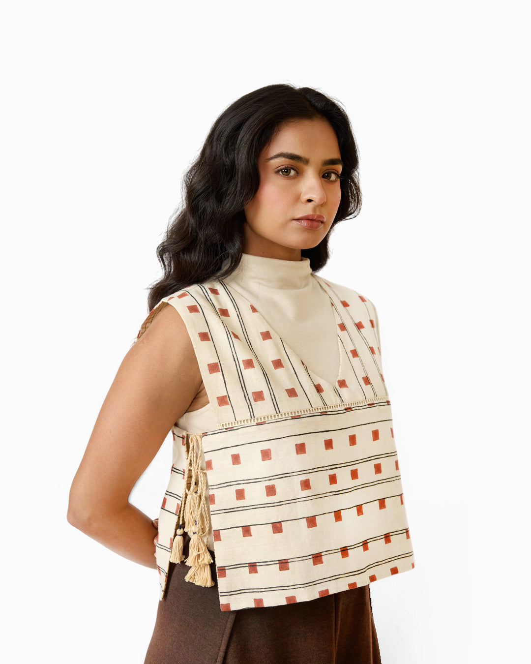 Mika Clay Checks – Reversible Side Tie-Up Overlay (Reversible | Side Tie Detail | Sizes XS/S & M/L)