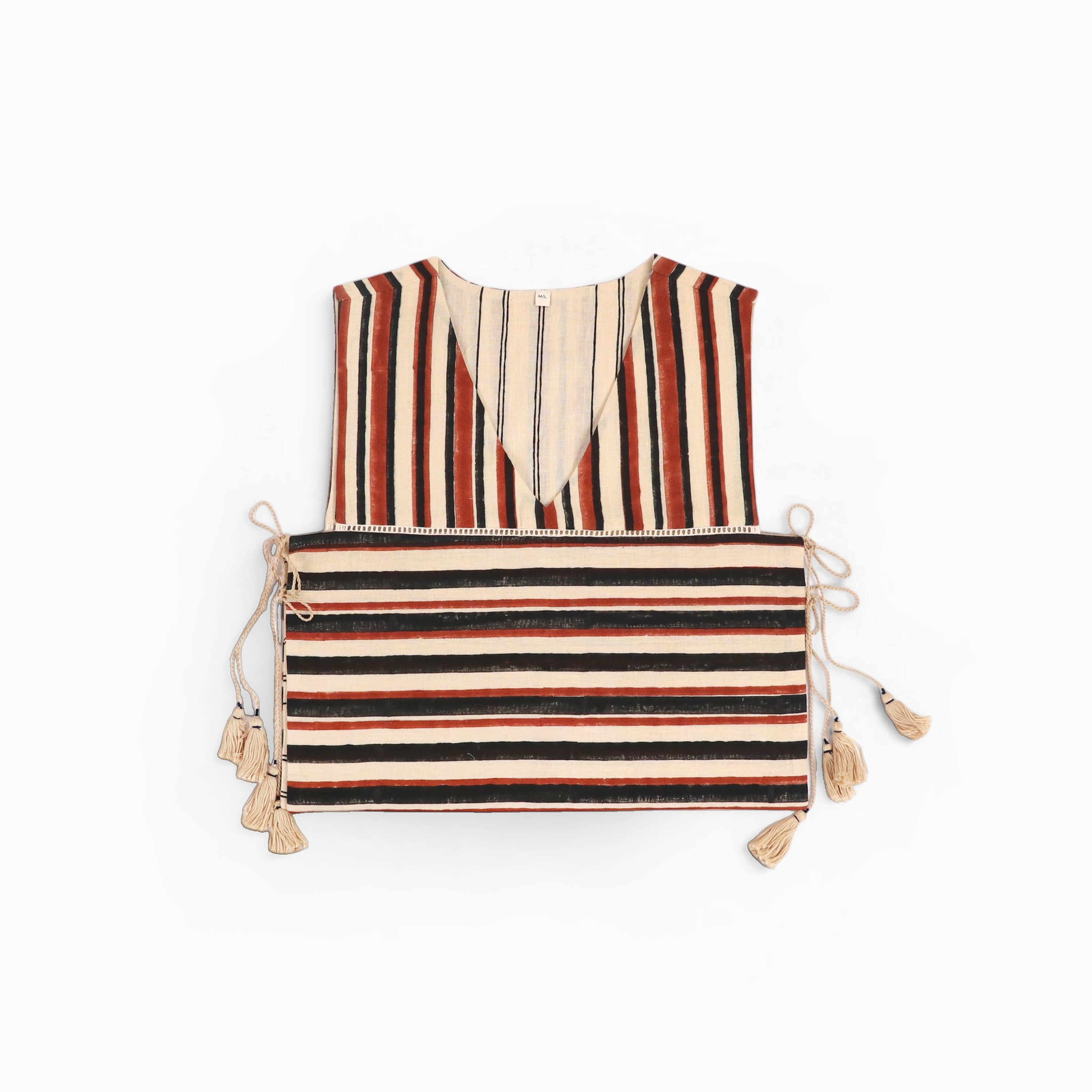 Clay Stripe – Reversible Side Tie-Up Overlay (Handloom Fabric | Reversible | Sizes XS/S & M/L)