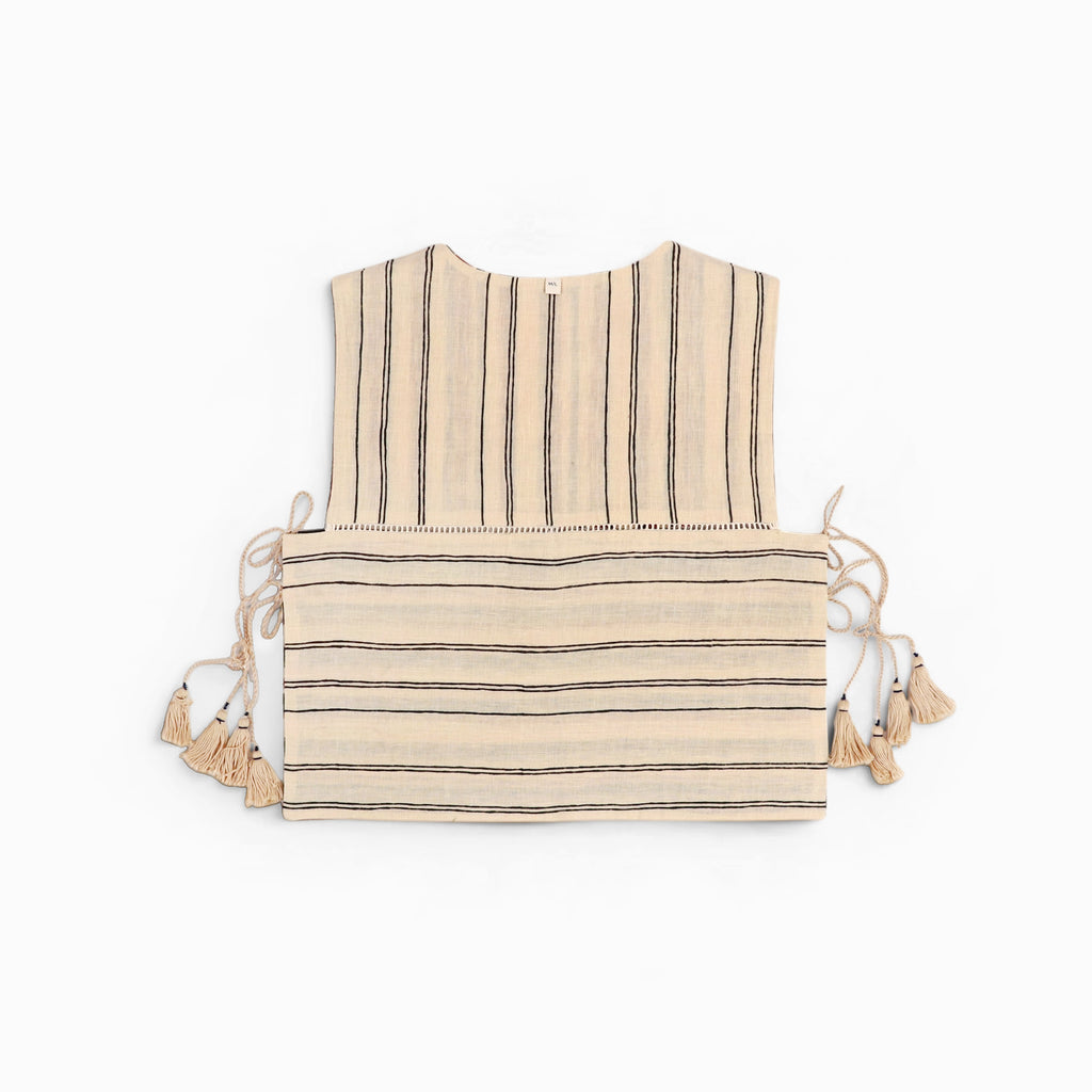 Mika Clay Stripe – Reversible Side Tie-Up Overlay (Handloom Fabric | Reversible | Sizes XS/S & M/L)