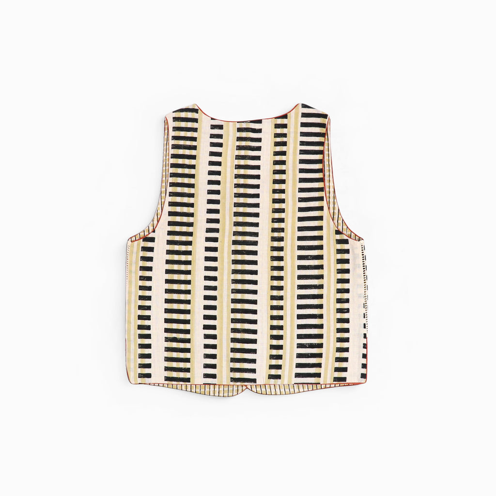 Sleeveless Reversible Jacket – Midnight Stripe (Handloom | Reversible | Sizes S, M, L, XL)
