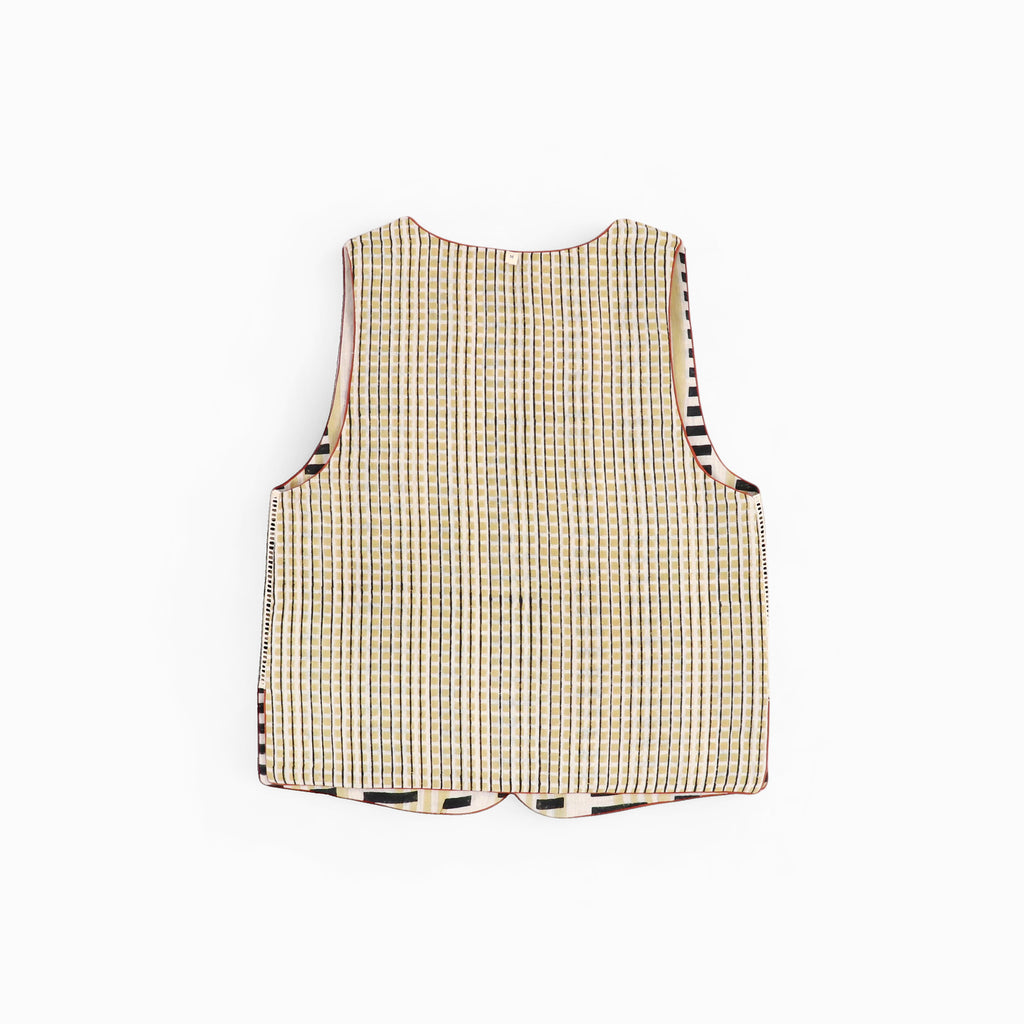 Sleeveless Reversible Jacket – Midnight Stripe (Handloom | Reversible | Sizes S, M, L, XL)