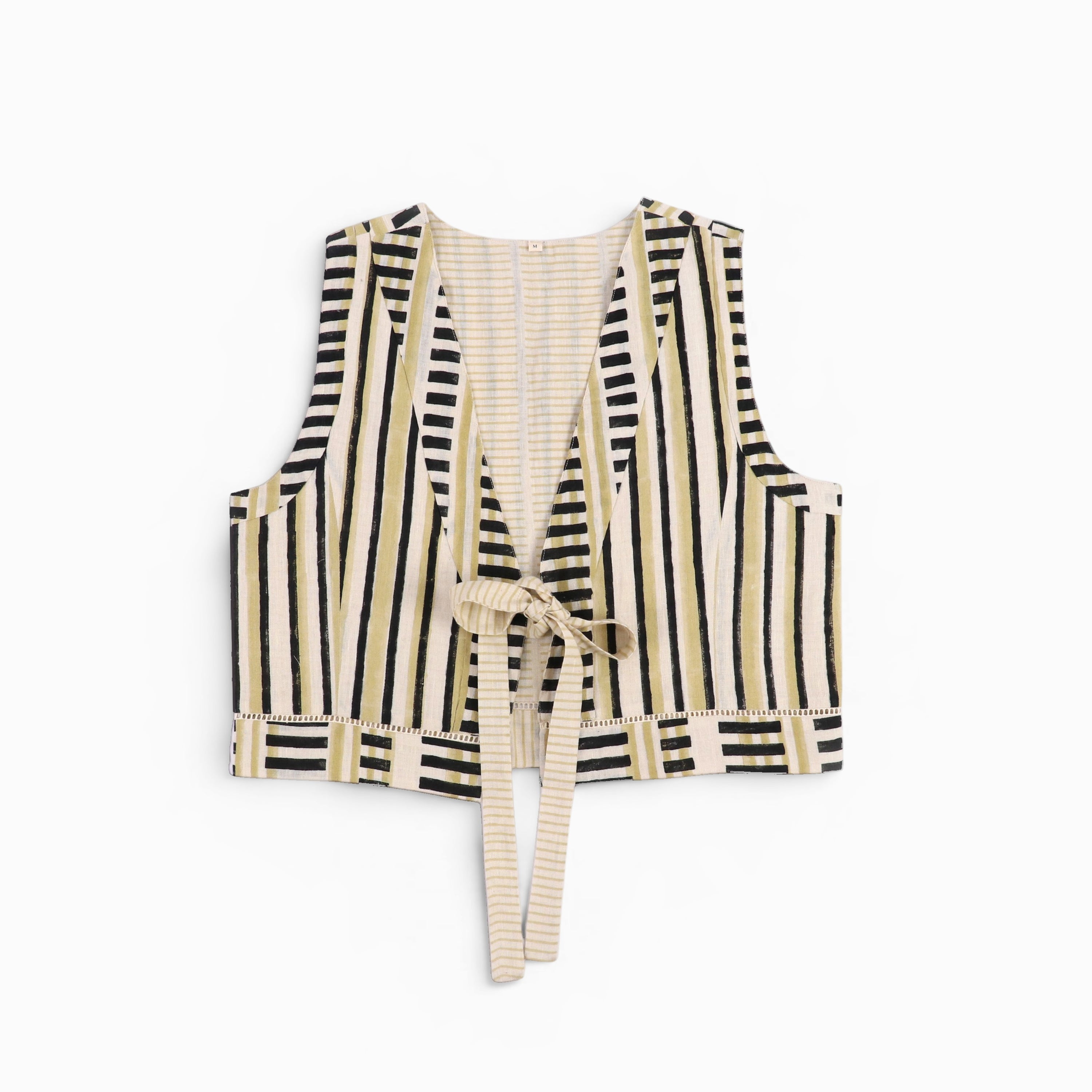 Tie Front Reversible Jacket – Midnight Stripe (Handloom | Reversible | Sizes S, M, L, XL)