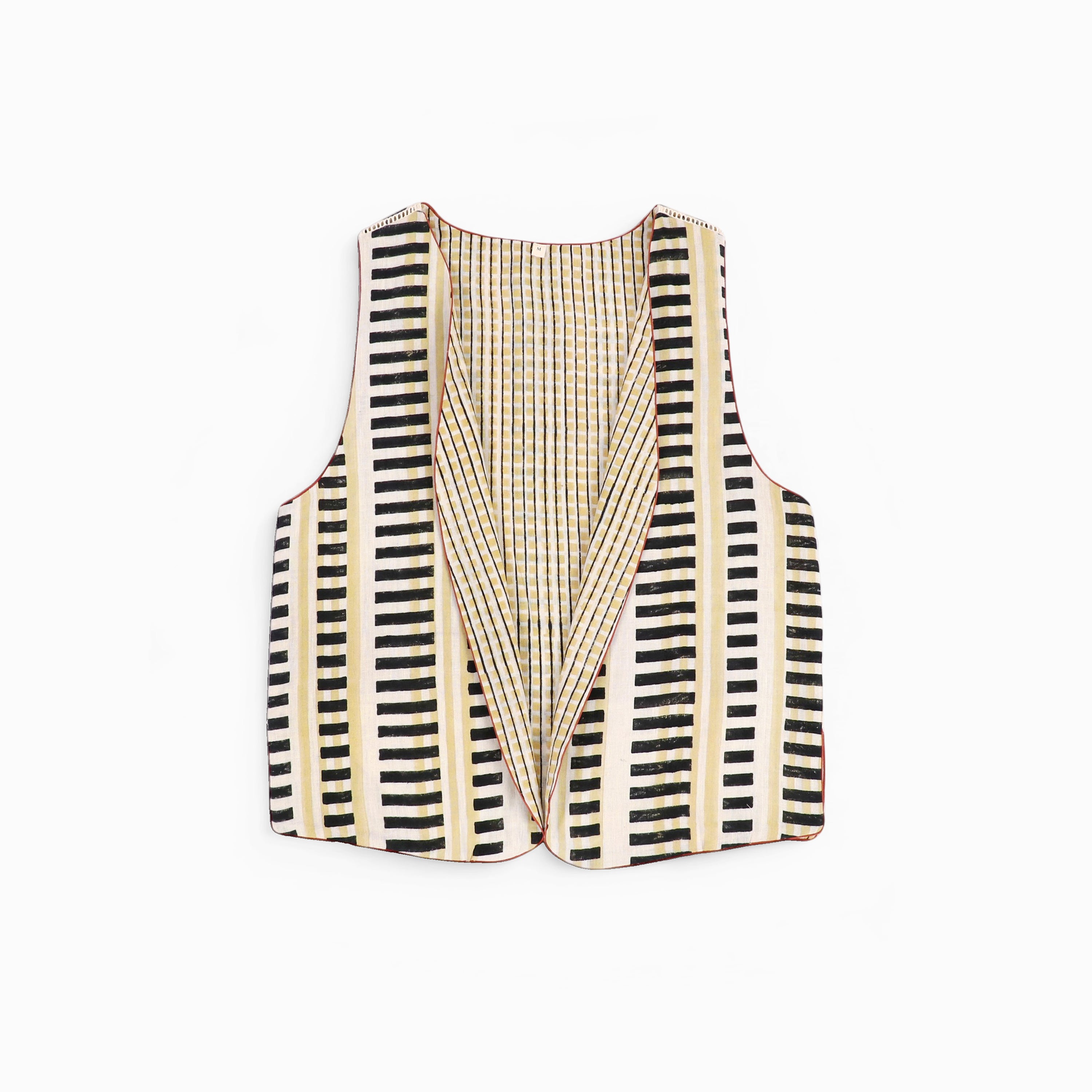 Sleeveless Reversible Jacket – Midnight Stripe (Handloom | Reversible | Sizes S, M, L, XL)