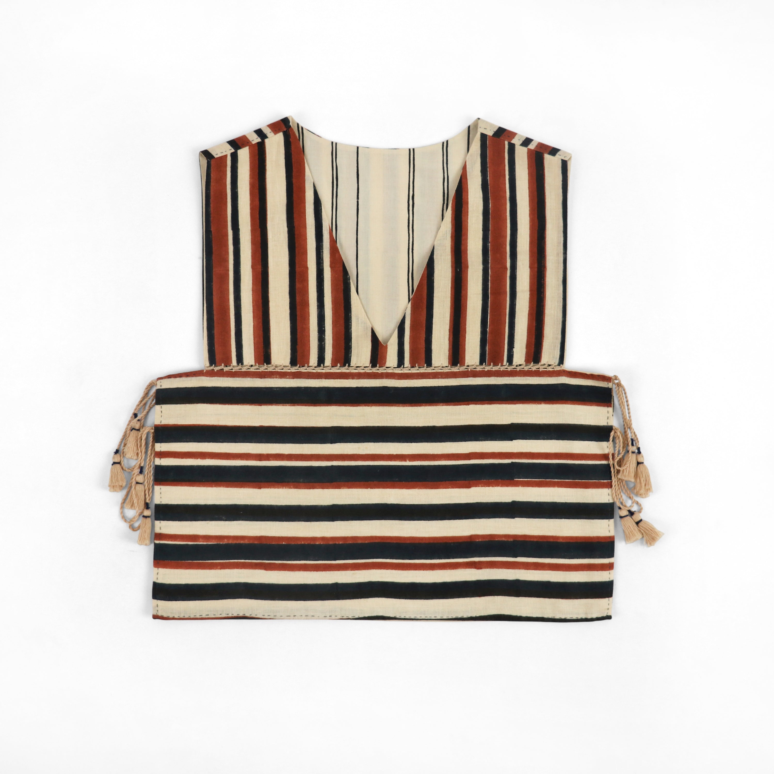 Stripe & Lines Reversible Side-Tie Ira Overlay – Clay / Midnight / Sand