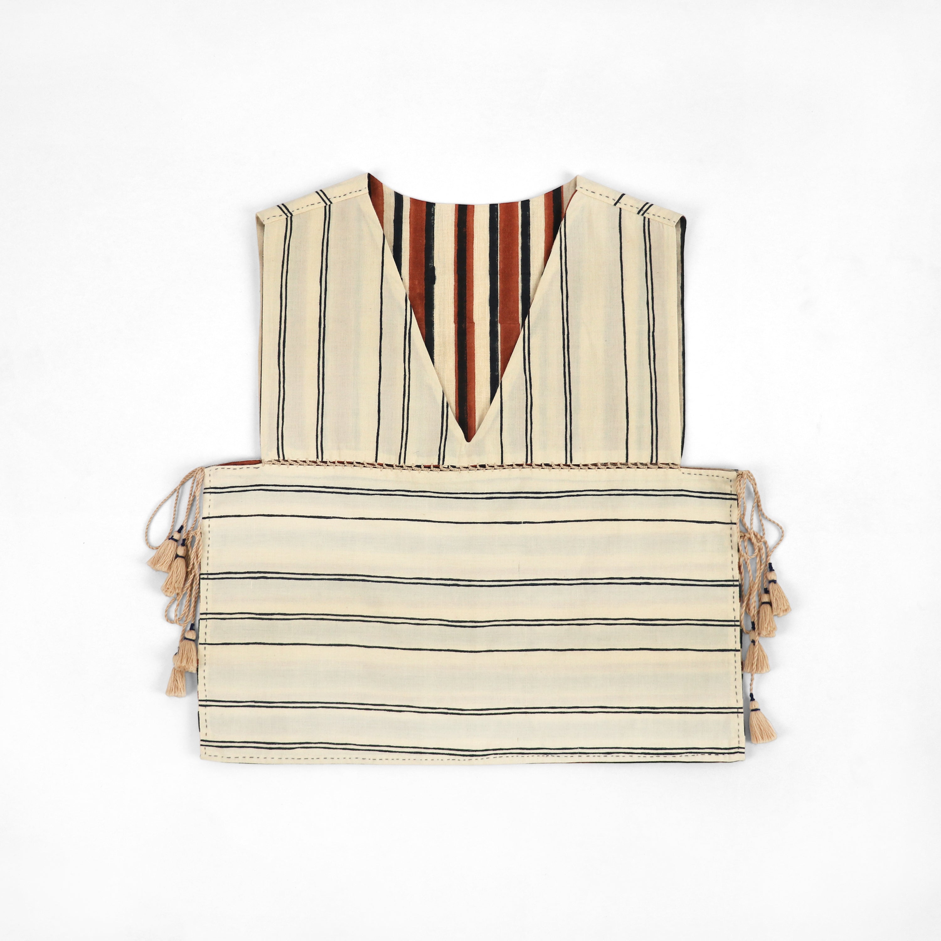 Stripe & Lines Reversible Side-Tie Ira Overlay – Clay / Midnight / Sand