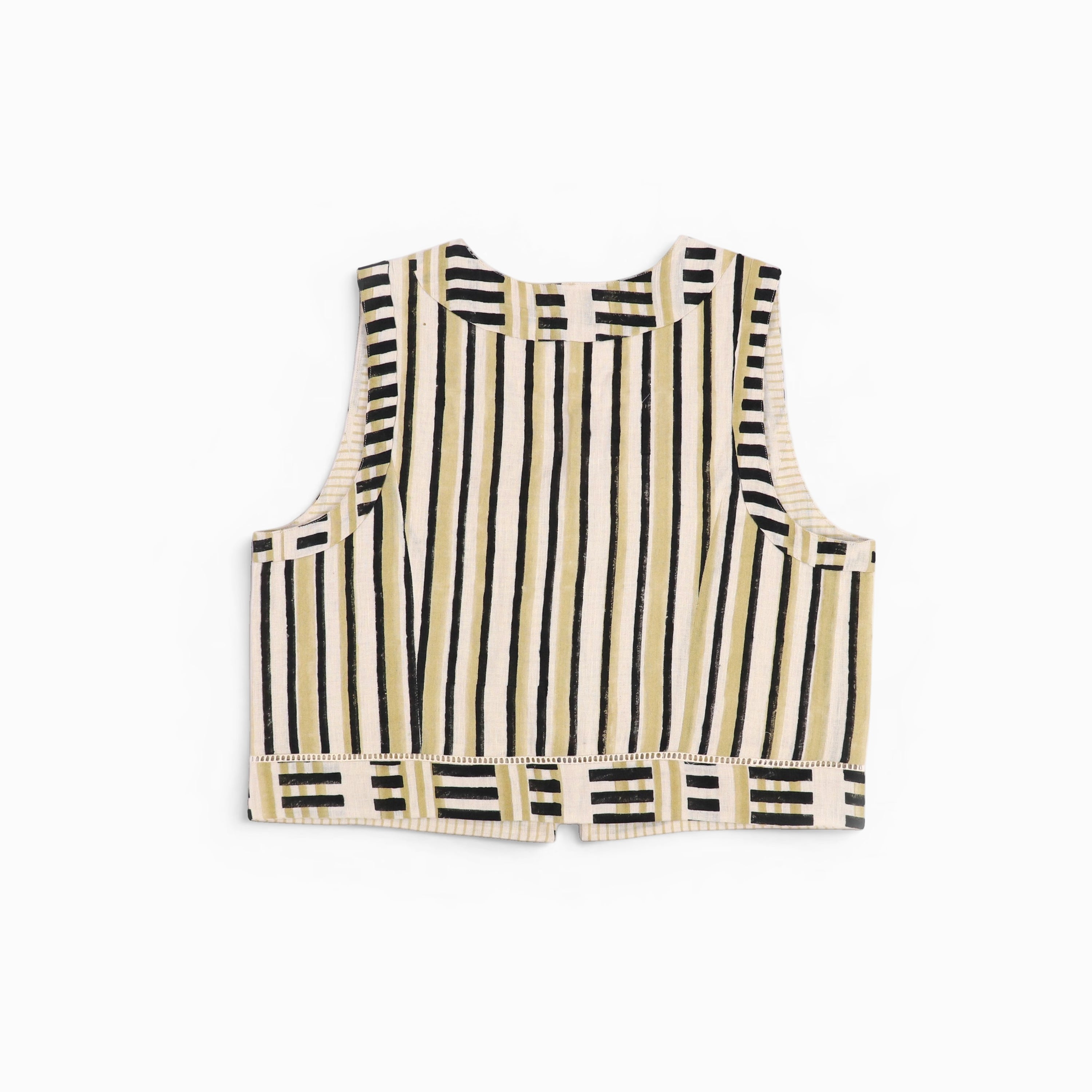 Tie Front Reversible Jacket – Midnight Stripe (Handloom | Reversible | Sizes S, M, L, XL)